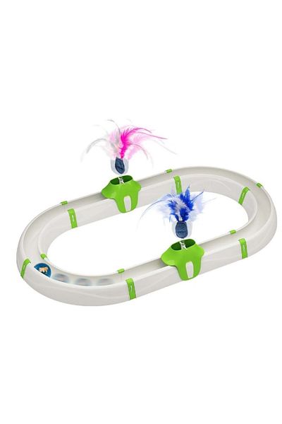 Ferplast Cat Toy - Turbine Fun, Small Glowing Ball with Two Feathers