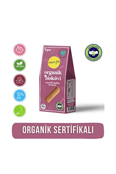 Monn Bio Organik & Vegan Zencefil Badem Tarçınlı Bisküvi 60 gr