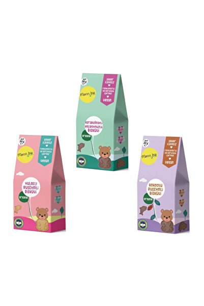 Monn Bio Organik & Vegan Çocuk Bisküvi Seti 50 gr 3'lü