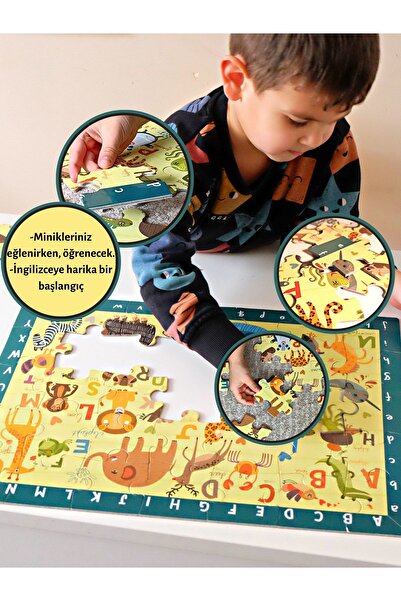 DoerKids İngilizce Alfabe Öğreniyorum Eğitici Ara Bul Yer Puzzle | 3 Yaş 35 Parça