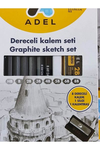Adel Drawing Set - 8 Graduated Pen(hb-b-2b-3b-4b-5b-6b-8b)
