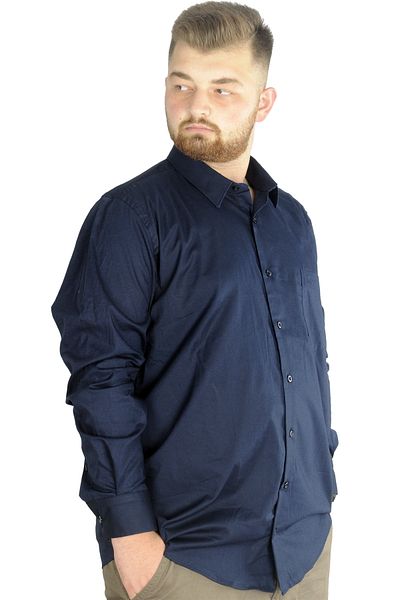ModeXL Ανδρικό κλασικό πουκάμισο τσέπης Mode Xl Plus Size Lycra 20350 Navy Blue