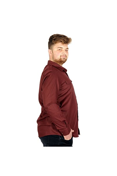 ModeXL Ανδρικό πουκάμισο Mode Xl Gabardin Double Pocket 20360 Plum