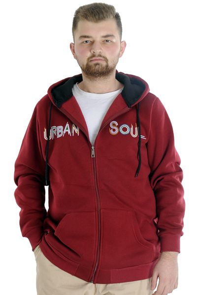 ModeXL Ανδρικό φούτερ με κουκούλα με φερμουάρ Mode XL - 22531 Claret Red