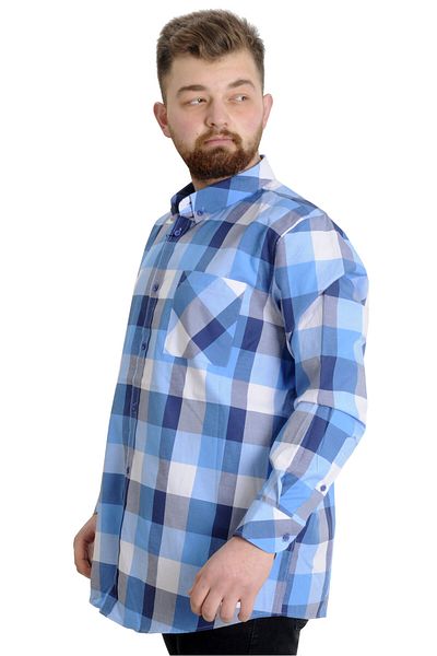 ModeXL Ανδρικό πουκάμισο Plus Size Mode XL - Καρό, μακρυμάνικο 23300 Antramelange