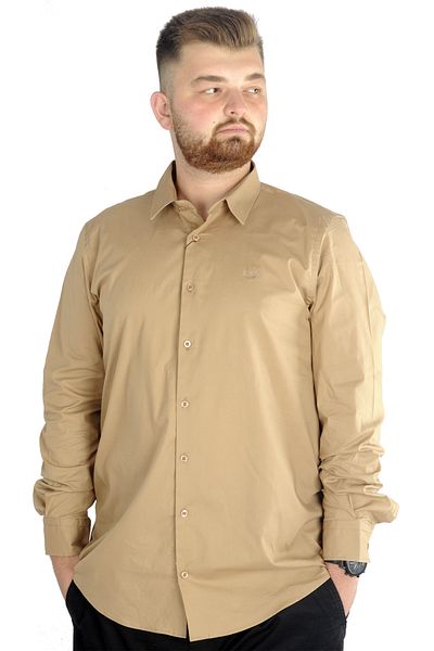 ModeXL Mode Xl Ανδρικό Κλασικό Πουκάμισο Lycra 20351 Μπεζ