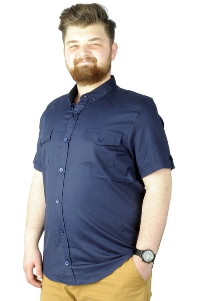 ModeXL Mode Xl Cămașă Marime Mari Kkol Husă cu buzunar dublu 20361 Bleumarin