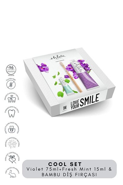 OHLALA Violet mint 75ml + Fresh Mint 15 ml + Bamboo Toothbrush Cool Set