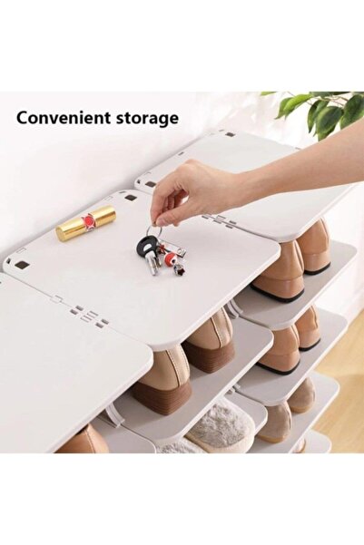 Trend Maison Beyaz Lüks Ayakkabılık 5 Katlı Üste Ve Yana Doğru Çoğalabilir