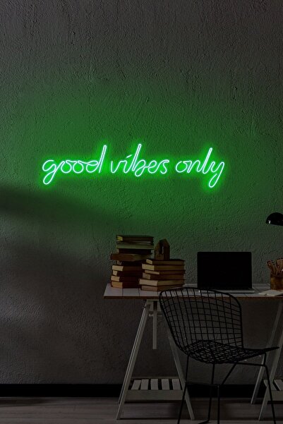 HYL Neon Led Işıklı Good Vibes Yazısı Gece Lambası Ve Dekoratif Aksesuar 64 X...