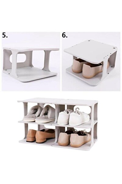 Trend Maison Beyaz Lüks Ayakkabılık 5 Katlı Üste Ve Yana Doğru Çoğalabilir