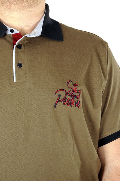 ModeXL Μπλουζάκι Mode Xl Plus Size Polo Stay Positive 21309 Χακί