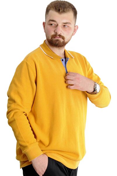 ModeXL Mode Xl Large Size Men's Sweat Polo Thessaloniki Horse 23440 Mustard