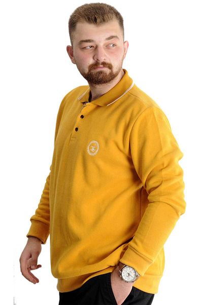 ModeXL Mode Xl Large Size Ανδρικό Sweat Polo Thessaloniki Horse 23440 Mustard