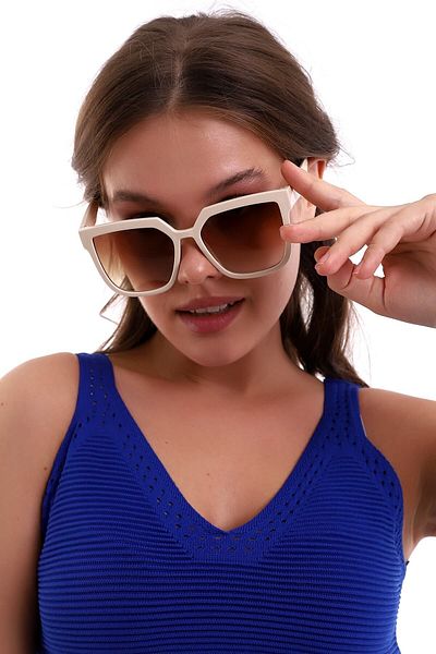 Eyesofia Hills Cream Brown Unisex Sunglasses