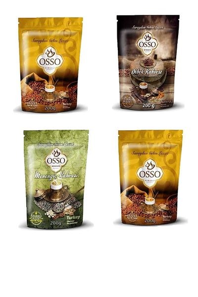Osso طقم قهوة مكون من 4 قطع (2 قهوة عثمانية - 1 قهوة ميننجيك - 1 قهوة ديبك)
