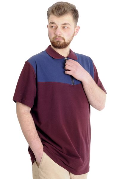 ModeXL Ανδρικό μπλουζάκι Polo Fragmented - Plus Size, Plum 23325