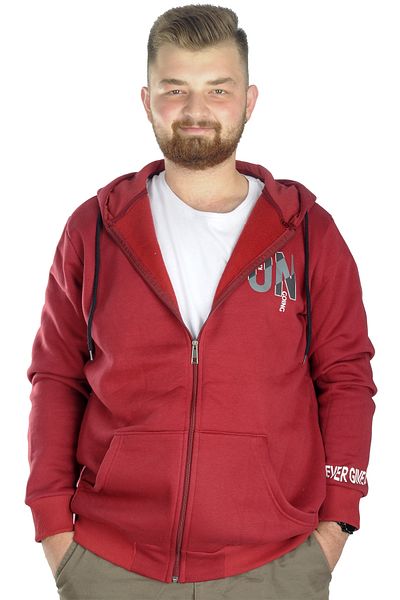 ModeXL Mode Xl Men's Sweat Hooded Zippered Keep On 22533 Claret Red