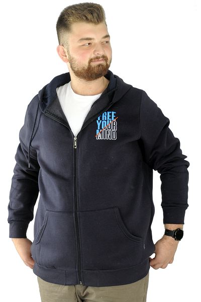 ModeXL Mode Xl Men's Sweat Zip Free Your Mind 22536 Navy Blue