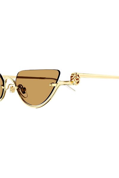 Gucci GC1603S00253 - نظارة شمسية نسائية معدنية ذهبية، عدسة بنية UV400