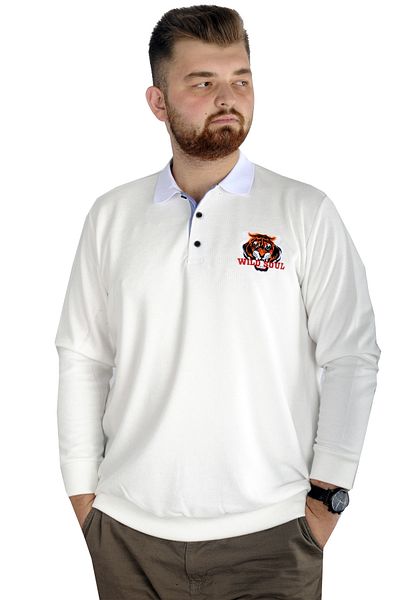 ModeXL Mode Xl Ανδρικό μακρυμάνικο Polo Wild Soul Waffle 22449 Λευκό