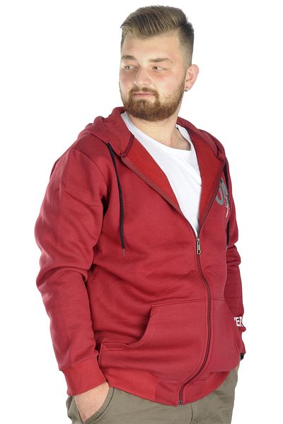ModeXL Mode Xl Men's Sweat Hooded Zippered Keep On 22533 Claret Red