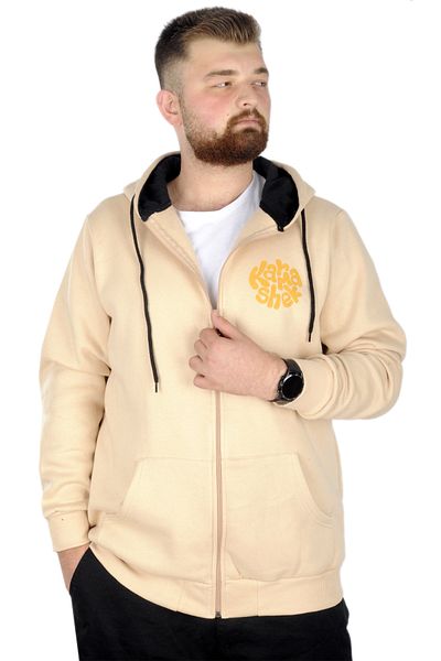 ModeXL Mode Xl Ανδρικό φούτερ με κουκούλα με φερμουάρ Karmashek 22538 Μπεζ