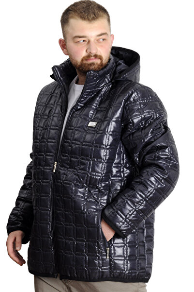 ModeXL Mode XL Large Size Men's Hooded Coat Quilted 23638 Navy