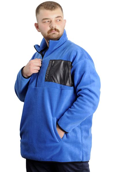 ModeXL Modul XL Mărime Mare Bărbați Hanorac cu Jumătate de Fermuar și Detalii din Fleece 23552 Albastru