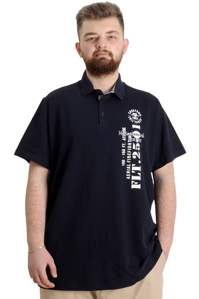 ModeXL Mode Xl Plus Size Men's T-shirt Polo Piece Flt 23329 Navy Blue