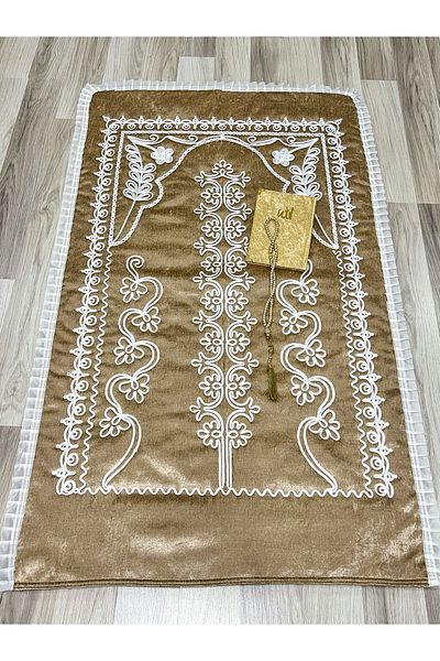 AYHANHOME Cappuccino Velvet Prayer Mat 3 τεμαχίων Πακέτο προίκας Σετ γαμπρού νύφης