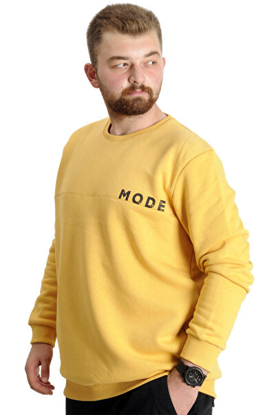 ModeXL Мъжка блуза Mode XL Plus Size с велосипедна яка Mode 23529 Mustard