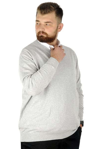 ModeXL Mode Xl Plus Size Sweater V-Neck 22206 Gray