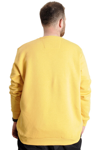 ModeXL Mode XL Large Size Men's Sweatshirt Crew Neck Mode 23529 Mustard