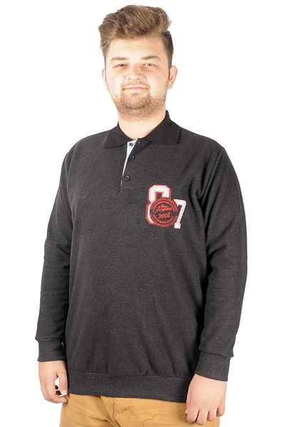 ModeXL Mode Xl Ανδρικό Sweat Polo Recycle Thessaloniki Losangeles B20420 Antramelange