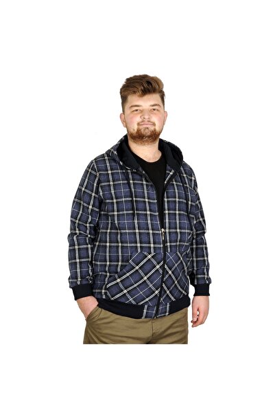 ModeXL Mode Xl Великий розмір Чоловічий світшот з капюшоном 20579 Індіго