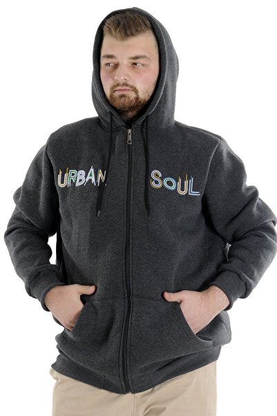 ModeXL Mode Xl Erkek Sweat Kapşonlu Fermuarlı 22531 Antramelanj