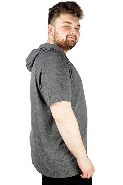 ModeXL Mode Xl Μπλουζάκι μεγάλου μεγέθους Raglan Hooded 22117 Antramelange