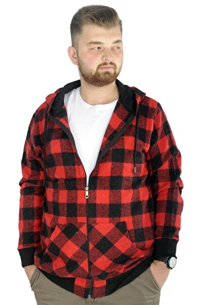 ModeXL Мъжки суитшърт с качулка и джоб Lumberjack Mode XL, червен, 21574