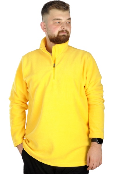 ModeXL Mode Xl Men's Sweat Polo Collar Half Zip Fleece 22548 Yellow