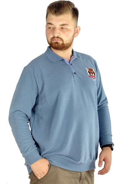 ModeXL Polo pentru bărbați Mode Xl cu mânecă lungă Wild Soul Waffle 22449 Albastru
