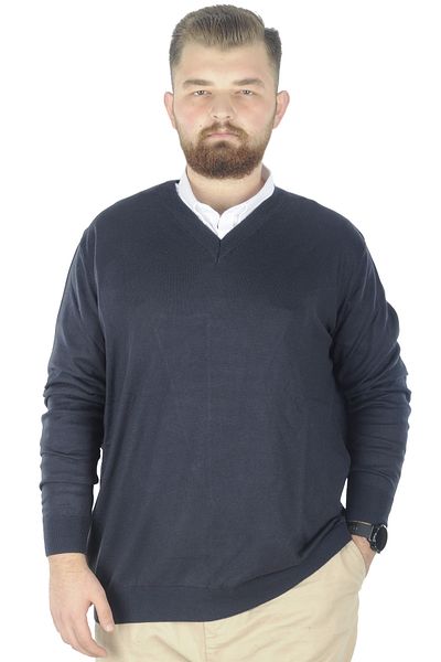 ModeXL Mode Xl Πουλόβερ μεγάλου μεγέθους με λαιμόκοψη 22206 Navy Blue