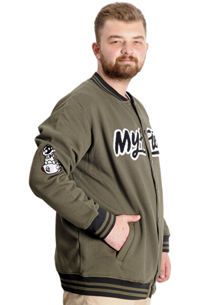 ModeXL Mode XL Plus Size Men's College Coat My Field 23626 Khaki