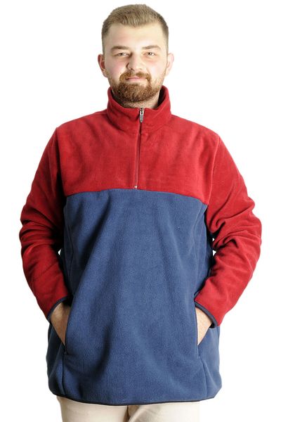 ModeXL Mode XL Ανδρικός γιακάς πόλο φούτερ με μισό φερμουάρ Fleece 22552 Indigo