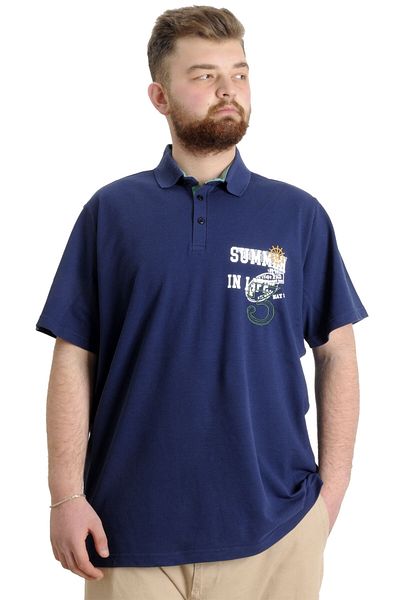 ModeXL Mode Xl Large Size Men's T-shirt Polo Piece Summer 23331 Indigo