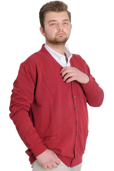 ModeXL Mode Xl Ανδρική ζακέτα με κουμπιά διπλής όψης 20551 Claret Red