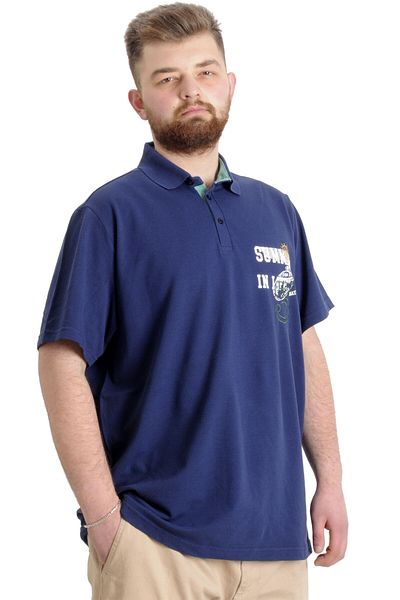 ModeXL Mode Xl Large Size Men's T-shirt Polo Piece Summer 23331 Indigo