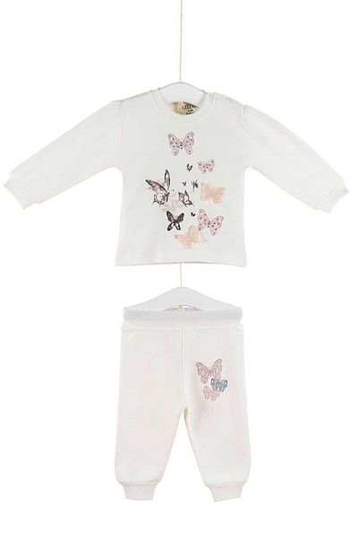 Aziz Bebe 2801 Saint Baby 2-Piece Butterfly Set 0-24 Months Ecru