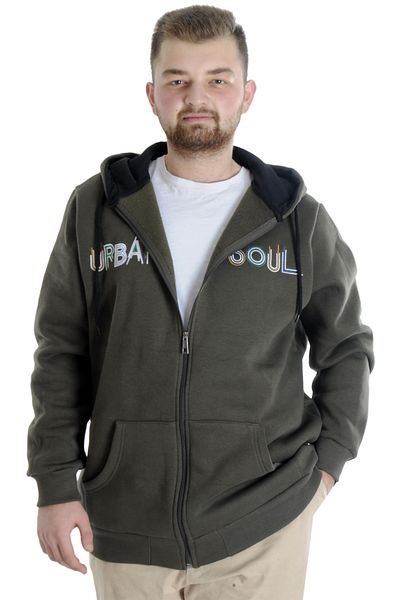 ModeXL Mode Xl Ανδρικό φούτερ με κουκούλα με φερμουάρ 22531 Χακί