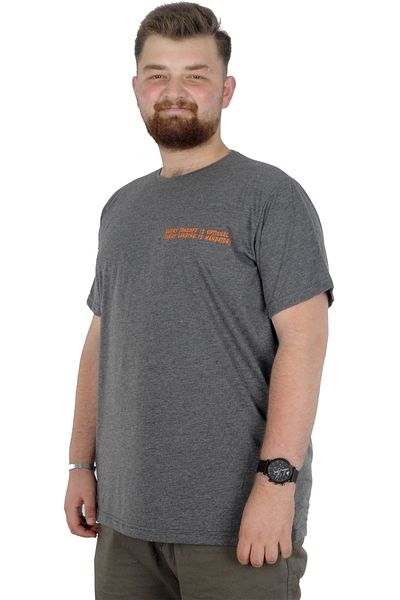 ModeXL Mode Xl Μπλουζάκι μεγάλου μεγέθους Crew Neck Human 22168 Antramelange
